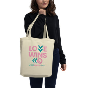 LOVE WINS Eco Tote Bag Oyster or Black